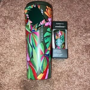 FARM RIO Starbucks LIMITED EDITION  Dark Green Banana Leaves Tumbler / Keychain